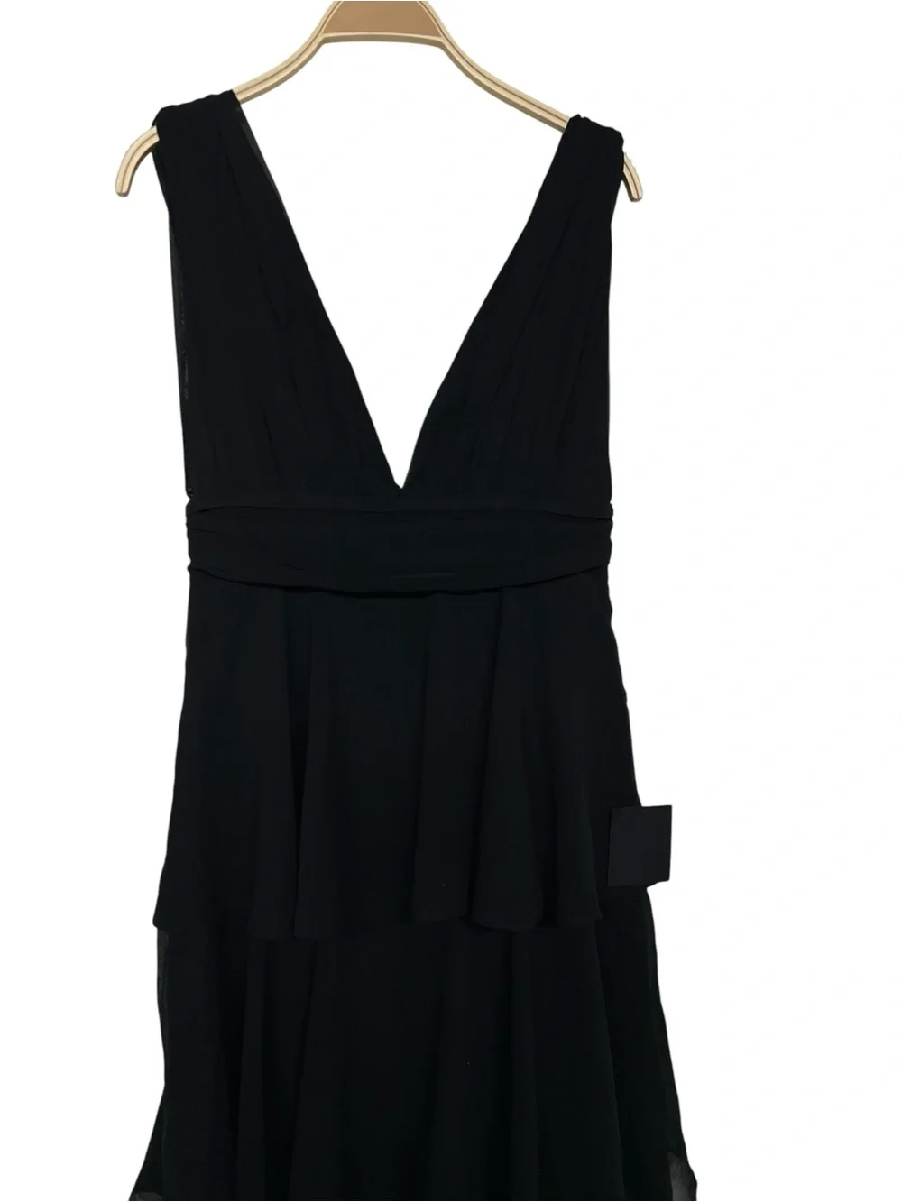 New Lulus Amazing Evening Black Tiered V-Neck Evening Maxi Dress - Picture 3 of 6